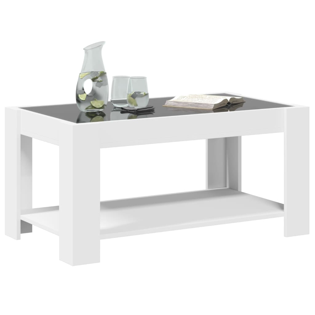 Salongbord Sofabord Hvit med LED 93x53x45 cm