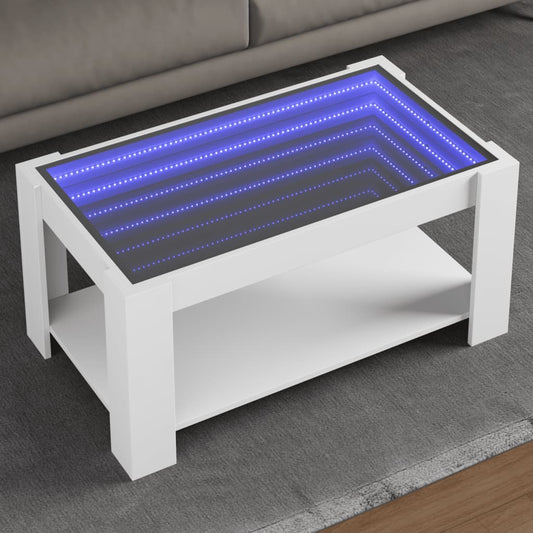 Salongbord Sofabord Hvit med LED 93x53x45 cm