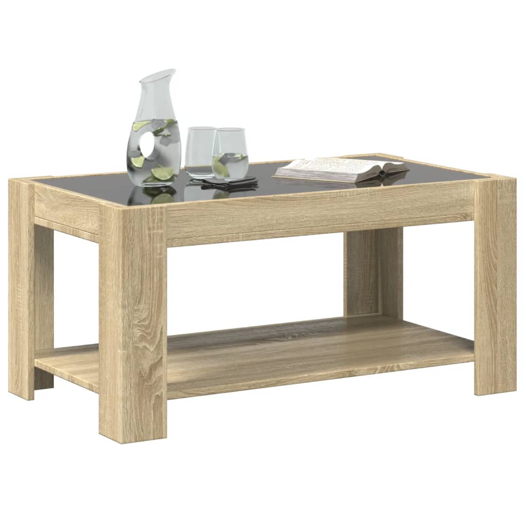 Salongbord Sofabord Sonoma Eik med LED 93x53x45 cm
