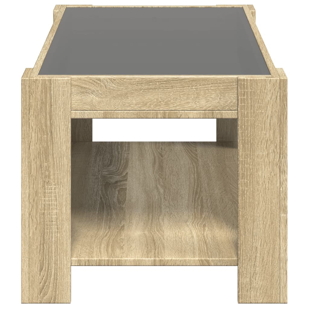 Salongbord Sofabord Sonoma Eik med LED 93x53x45 cm