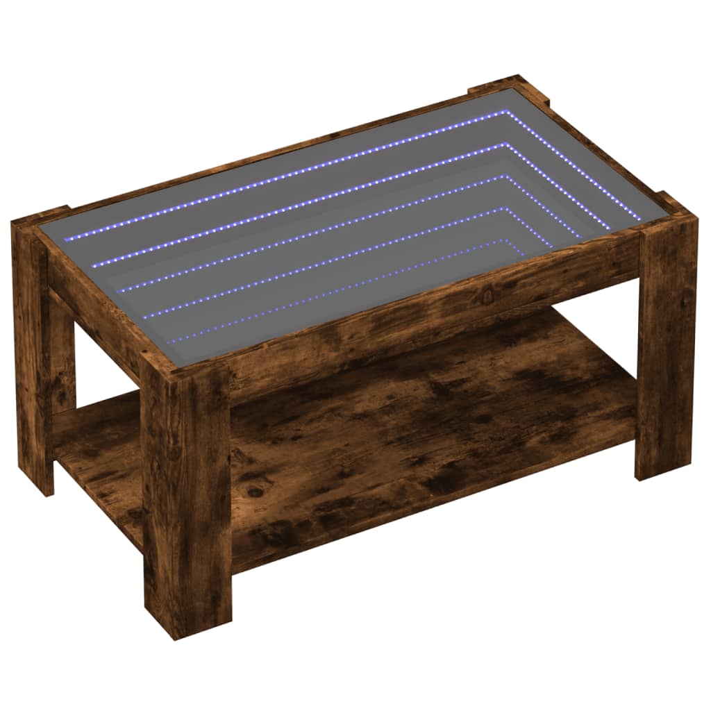 Salongbord Sofabord Røkt Eik med LED 93x53x45 cm