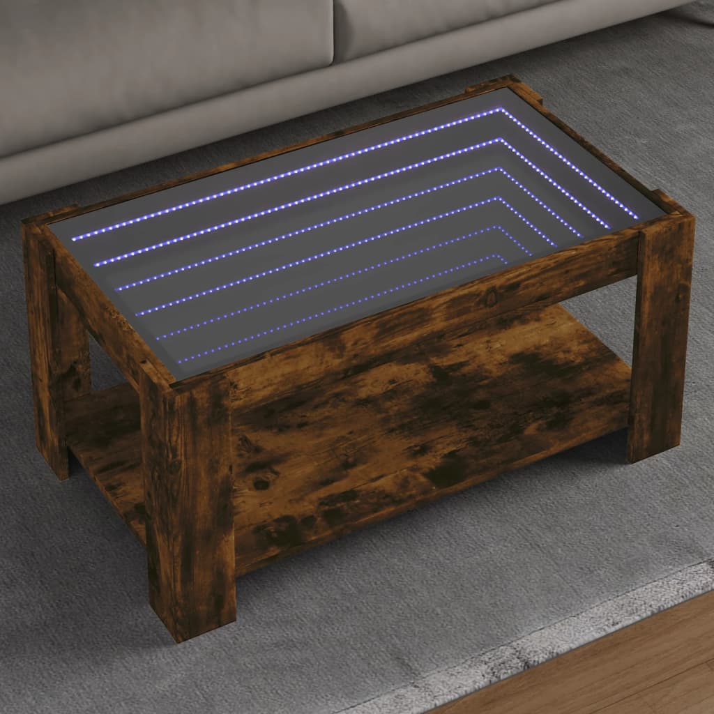 Salongbord Sofabord Røkt Eik med LED 93x53x45 cm