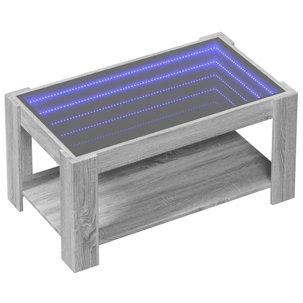 Salongbord Sofabord Sonoma Grå med LED 93x53x45 cm