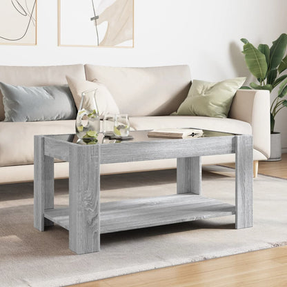 Salongbord Sofabord Sonoma Grå med LED 93x53x45 cm