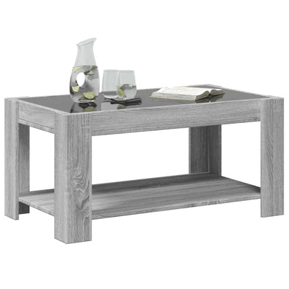 Salongbord Sofabord Sonoma Grå med LED 93x53x45 cm