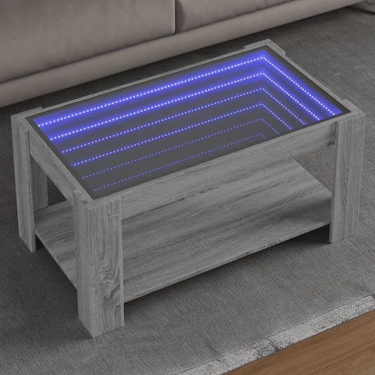 Salongbord Sofabord Sonoma Grå med LED 93x53x45 cm