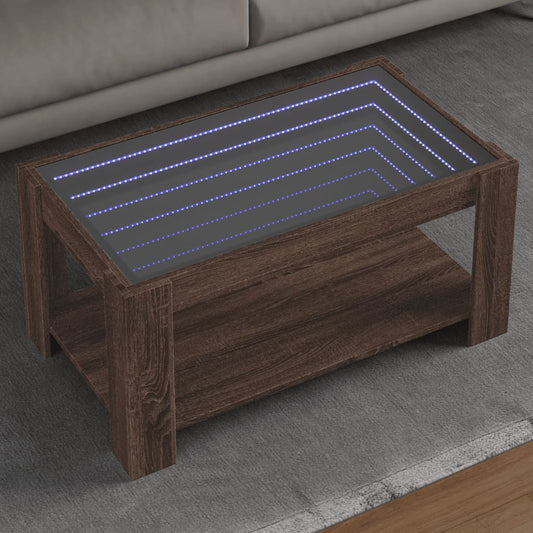 Salongbord Sofabord Brun Eik med LED 93x53x45 cm