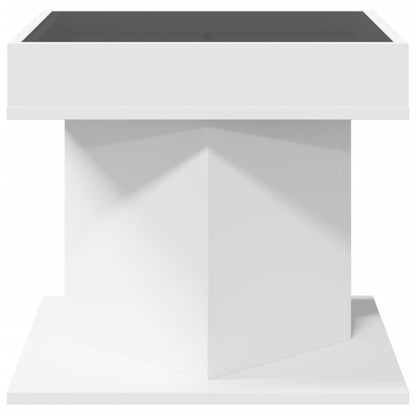 Salongbord Sofabord Hvit med LED 50x50x45 cm