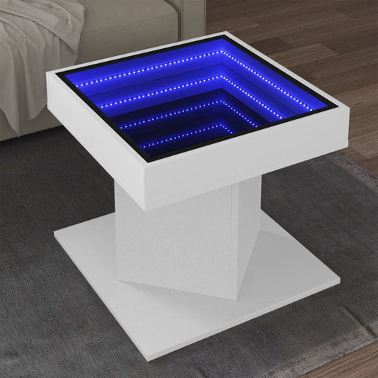 Salongbord Sofabord Hvit med LED 50x50x45 cm