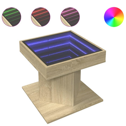 Salongbord Sofabord Sonoma Eik med LED 50x50x45 cm