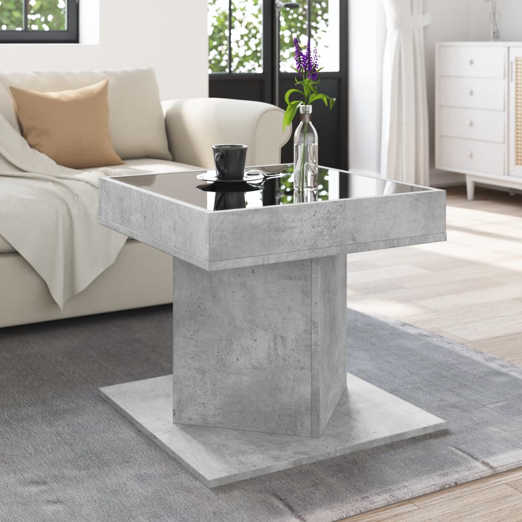 Salongbord Sofabord Betonggrå med LED 50x50x45 cm