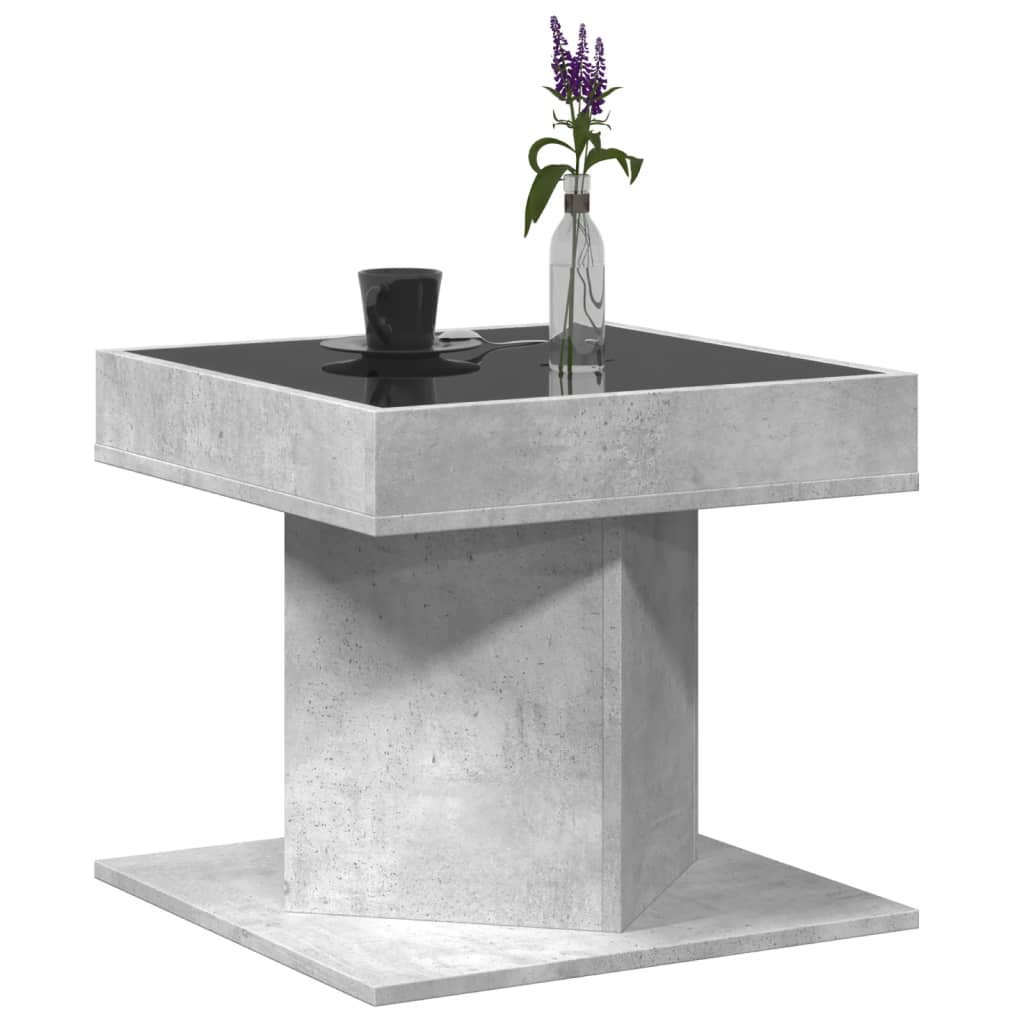 Salongbord Sofabord Betonggrå med LED 50x50x45 cm