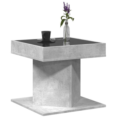 Salongbord Sofabord Betonggrå med LED 50x50x45 cm
