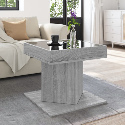 Salongbord Sofabord Sonoma Grå med LED 50x50x45 cm