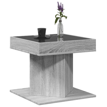 Salongbord Sofabord Sonoma Grå med LED 50x50x45 cm