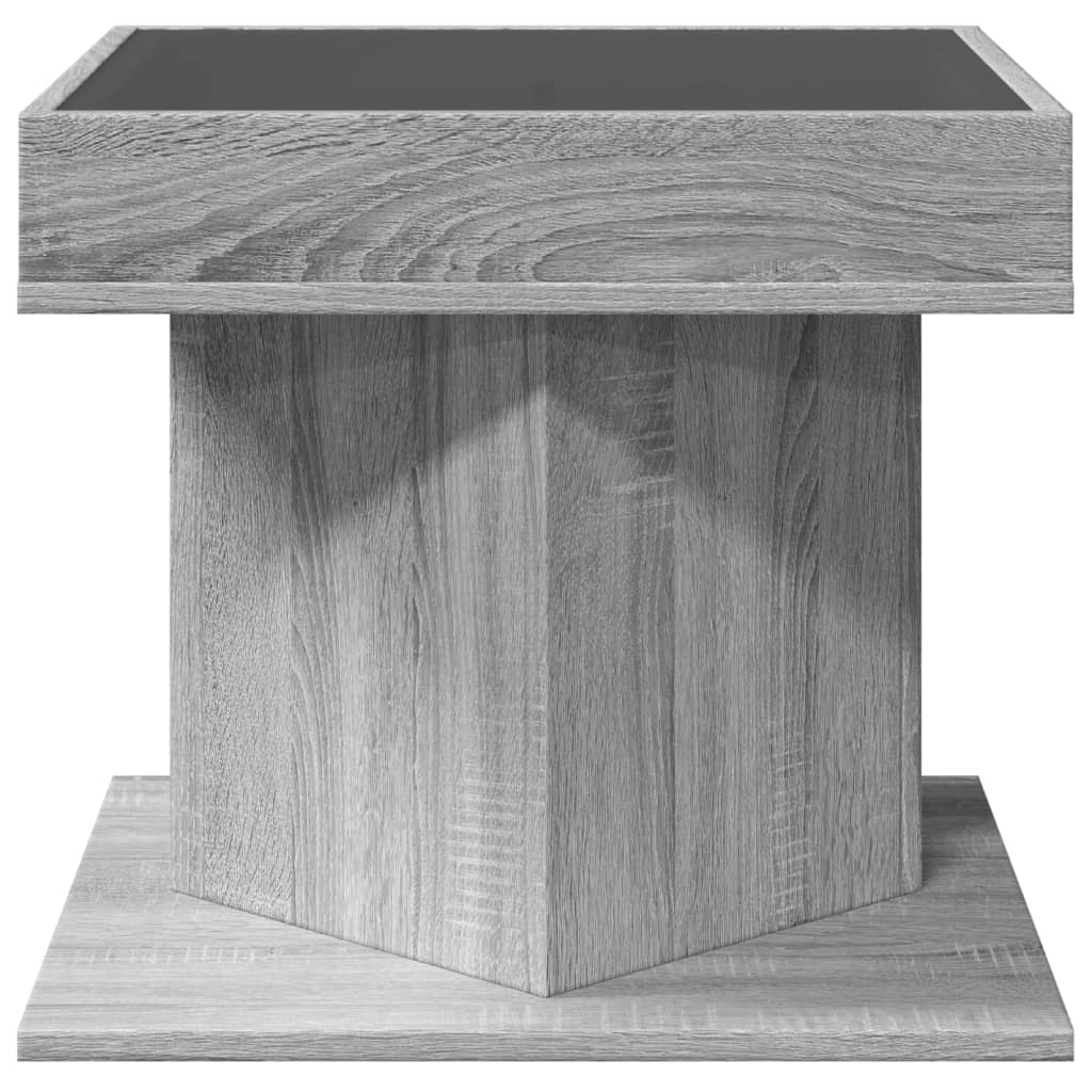 Salongbord Sofabord Sonoma Grå med LED 50x50x45 cm