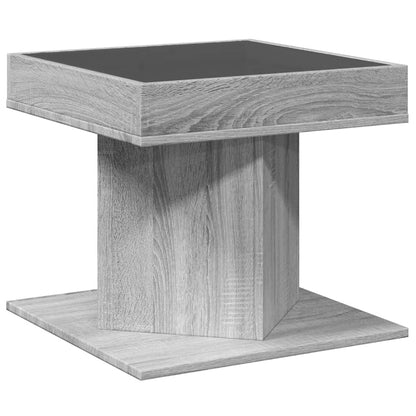 Salongbord Sofabord Sonoma Grå med LED 50x50x45 cm