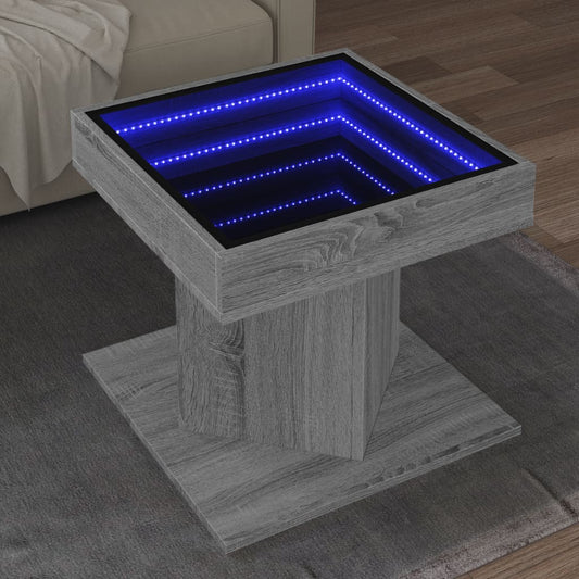 Salongbord Sofabord Sonoma Grå med LED 50x50x45 cm