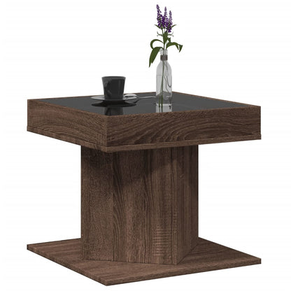 Salongbord Sofabord Brun Eik med LED 50x50x45 cm