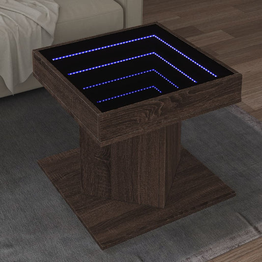 Salongbord Sofabord Brun Eik med LED 50x50x45 cm