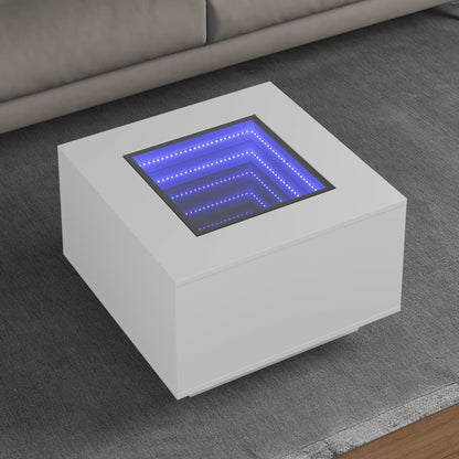 Salongbord Sofabord Hvit med LED 60x60x40 cm