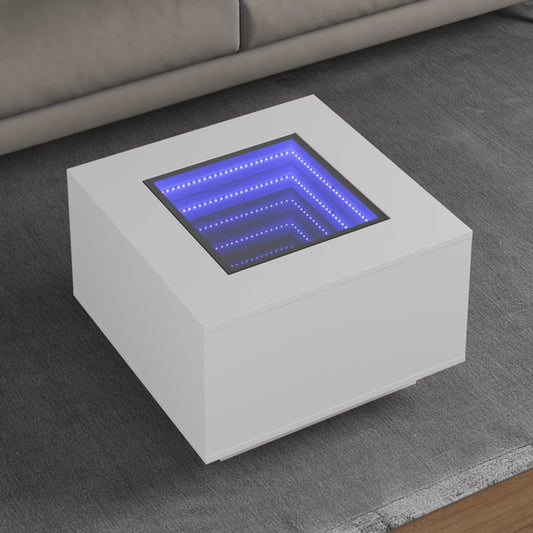 Salongbord Sofabord Hvit med LED 60x60x40 cm