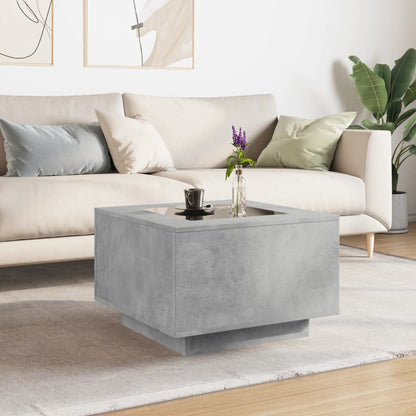Salongbord Sofabord Betonggrå med LED 60x60x40 cm