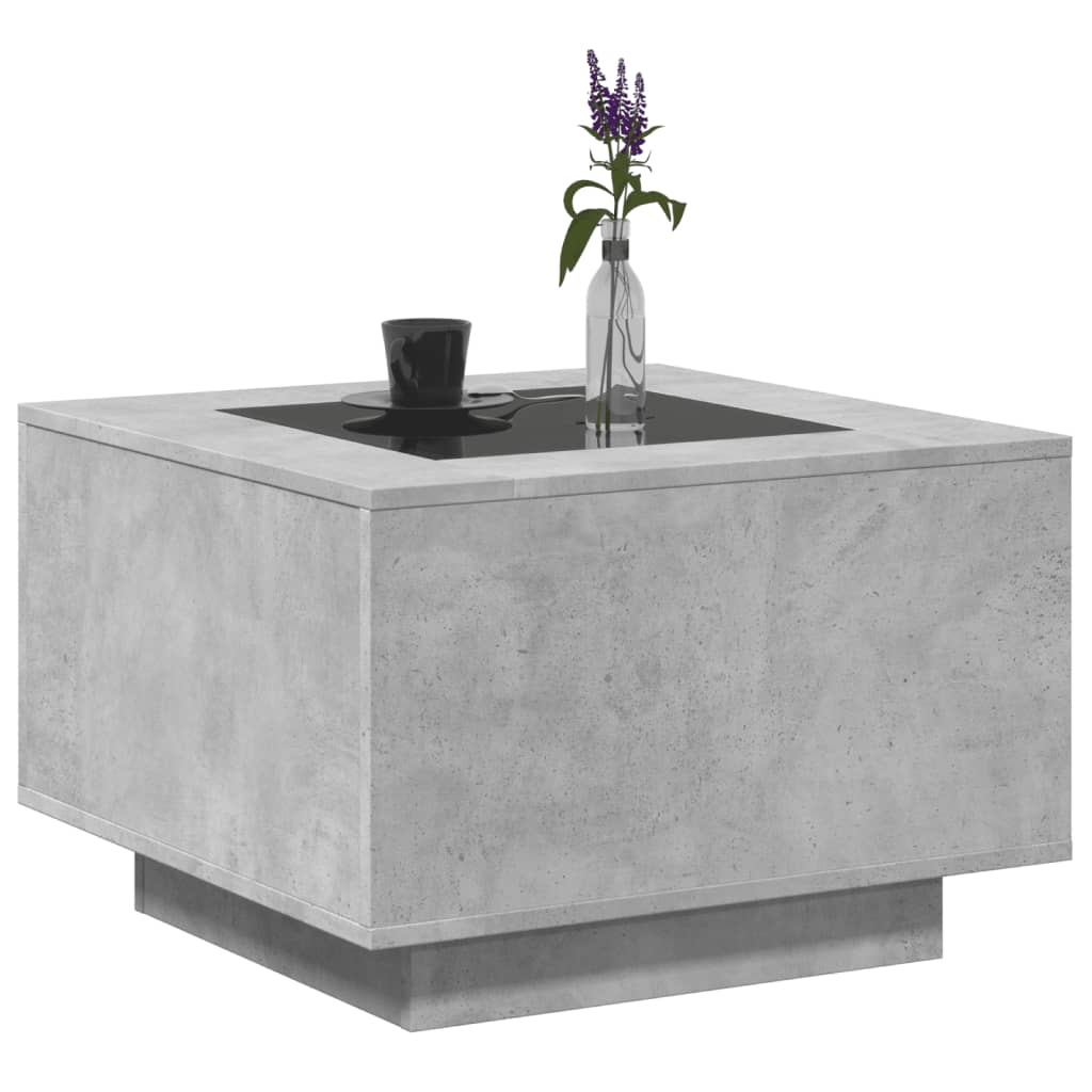 Salongbord Sofabord Betonggrå med LED 60x60x40 cm