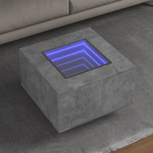 Salongbord Sofabord Betonggrå med LED 60x60x40 cm