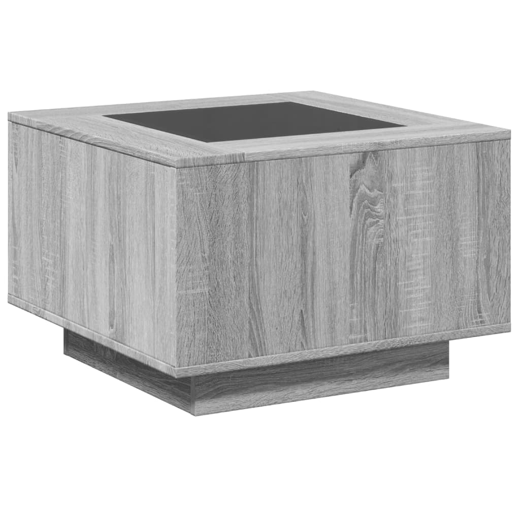 Salongbord Sofabord Sonoma Grå med LED 60x60x40 cm