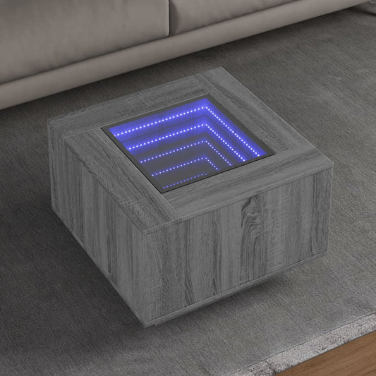 Salongbord Sofabord Sonoma Grå med LED 60x60x40 cm