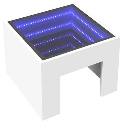 Nattbord Sengbord Hvit med Infinity LED 40x40x30 cm
