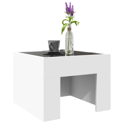 Nattbord Sengbord Hvit med Infinity LED 40x40x30 cm