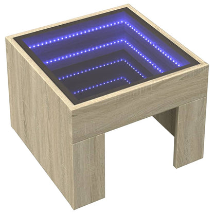 Salongbord Sofabord Sonoma Eik med Infinity LED 40x40x30 cm