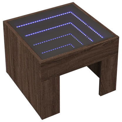 Salongbord Sofabord Brun Eik med Infinity LED 40x40x30 cm