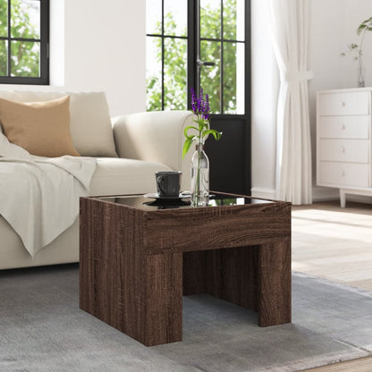 Salongbord Sofabord Brun Eik med Infinity LED 40x40x30 cm