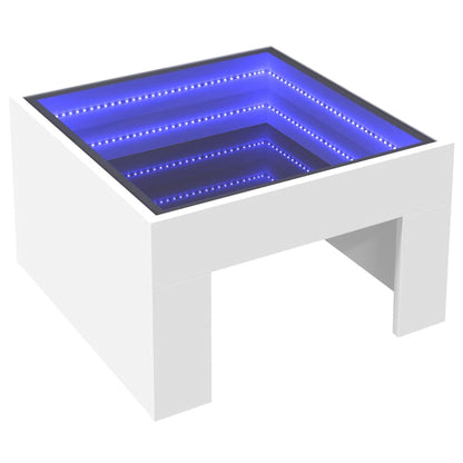 Salongbord Sofabord Hvit med Infinity LED 50x50x30 cm