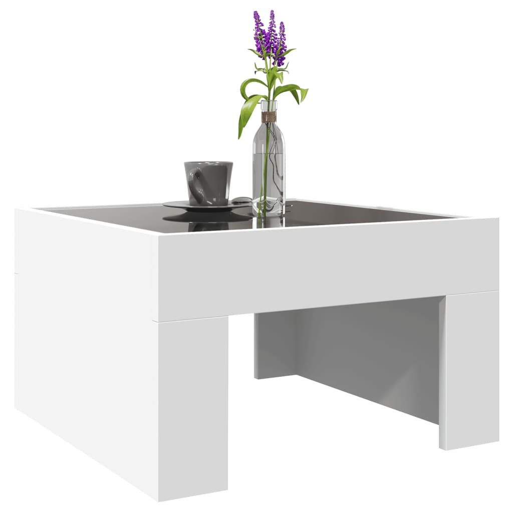 Salongbord Sofabord Hvit med Infinity LED 50x50x30 cm