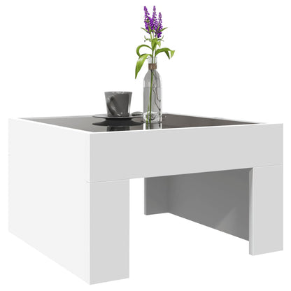 Salongbord Sofabord Hvit med Infinity LED 50x50x30 cm