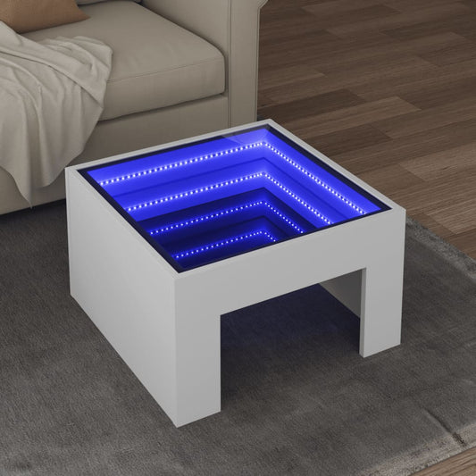 Salongbord Sofabord Hvit med Infinity LED 50x50x30 cm