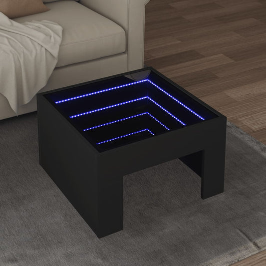 Salongbord Sofabord Svart med Infinity LED 50x50x30 cm