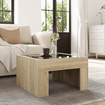 Salongbord Sofabord Sonoma Eik med Infinity LED 50x50x30 cm