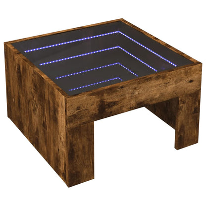 Salongbord Sofabord Røkt Eik med Infinity LED 50x50x30 cm