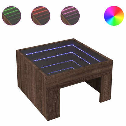 Salongbord Sofabord Brun Eik med Infinity LED 50x50x30 cm