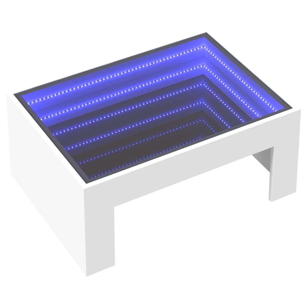 Salongbord Sofabord Hvit med Infinity LED 70x50x30 cm