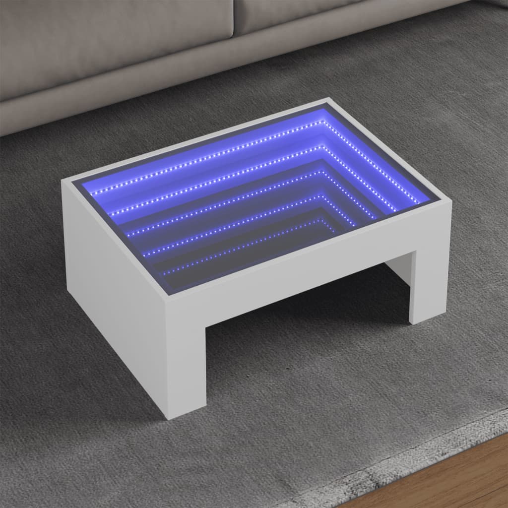 Salongbord Sofabord Hvit med Infinity LED 70x50x30 cm