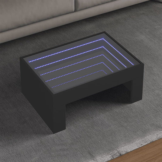 Salongbord Sofabord Svart med Infinity LED 70x50x30 cm