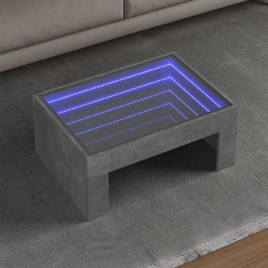 Salongbord Sofabord Betonggrå med Infinity LED 70x50x30 cm