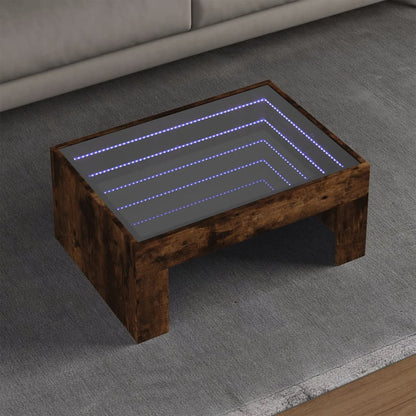 Salongbord Sofabord Røkt Eik med Infinity LED 70x50x30 cm