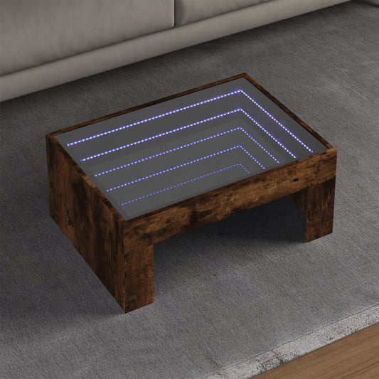 Salongbord Sofabord Røkt Eik med Infinity LED 70x50x30 cm